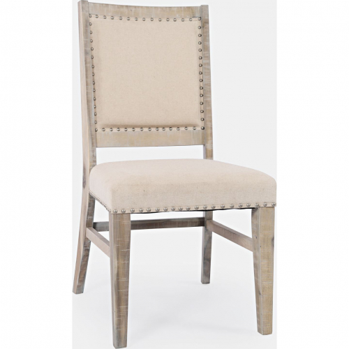 Fairview Dining Chair in Distressed Oak Finish & Cream Fabric (Set of 2)